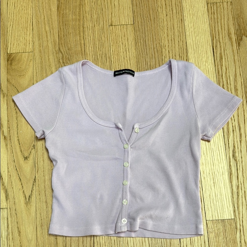 Brandy Melville Crop Top Purple Button-Up